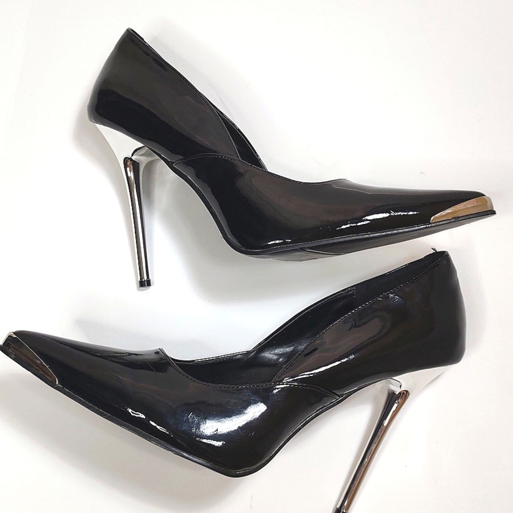Pleaser Women's Size 14  Ultra Heel Sexy Work Pumps Shoes Patent Leather Silver